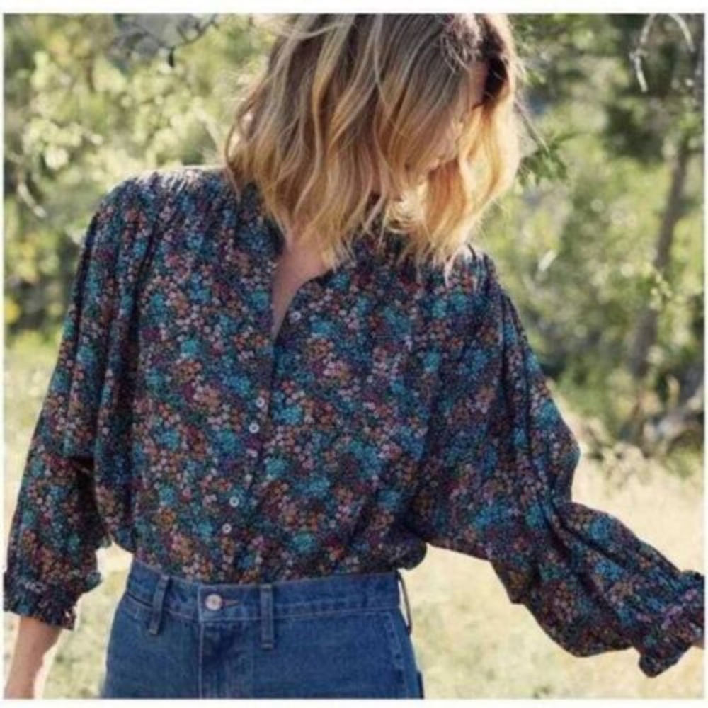 Doen Rose Blouse in Navy Lady Bird Floral XS